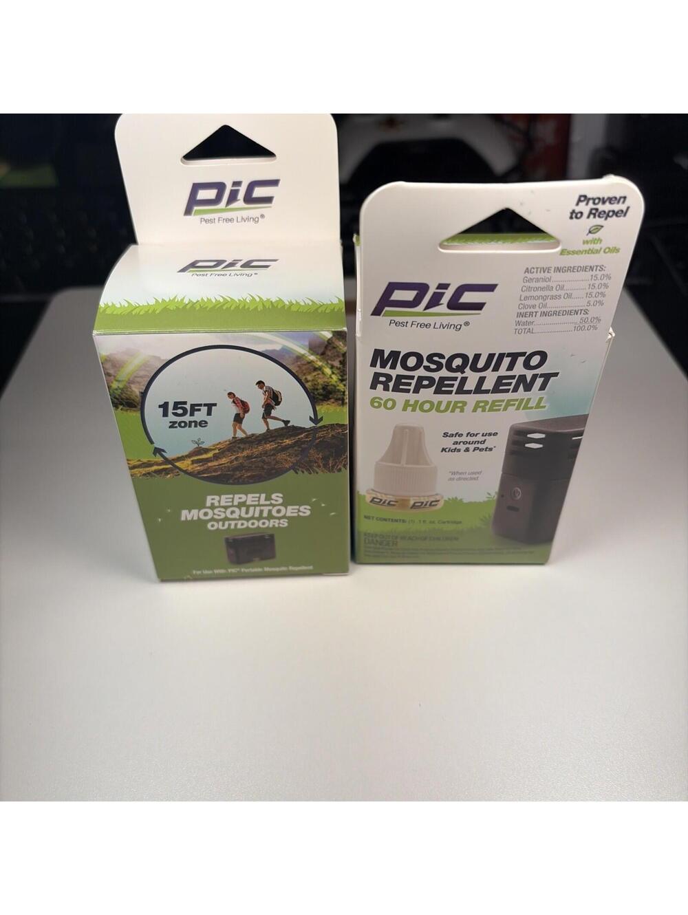 2 Piece New PIC Mosquito Repellent 60 Hour Device REFILL - Safe For Kids &Pet